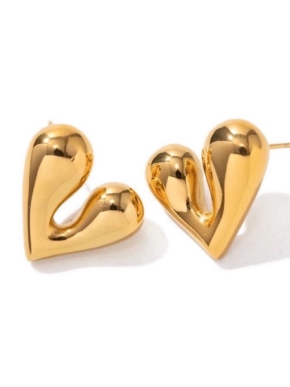 New! Aster Gold Puffy Heart Post Earrings (2015) NWOT